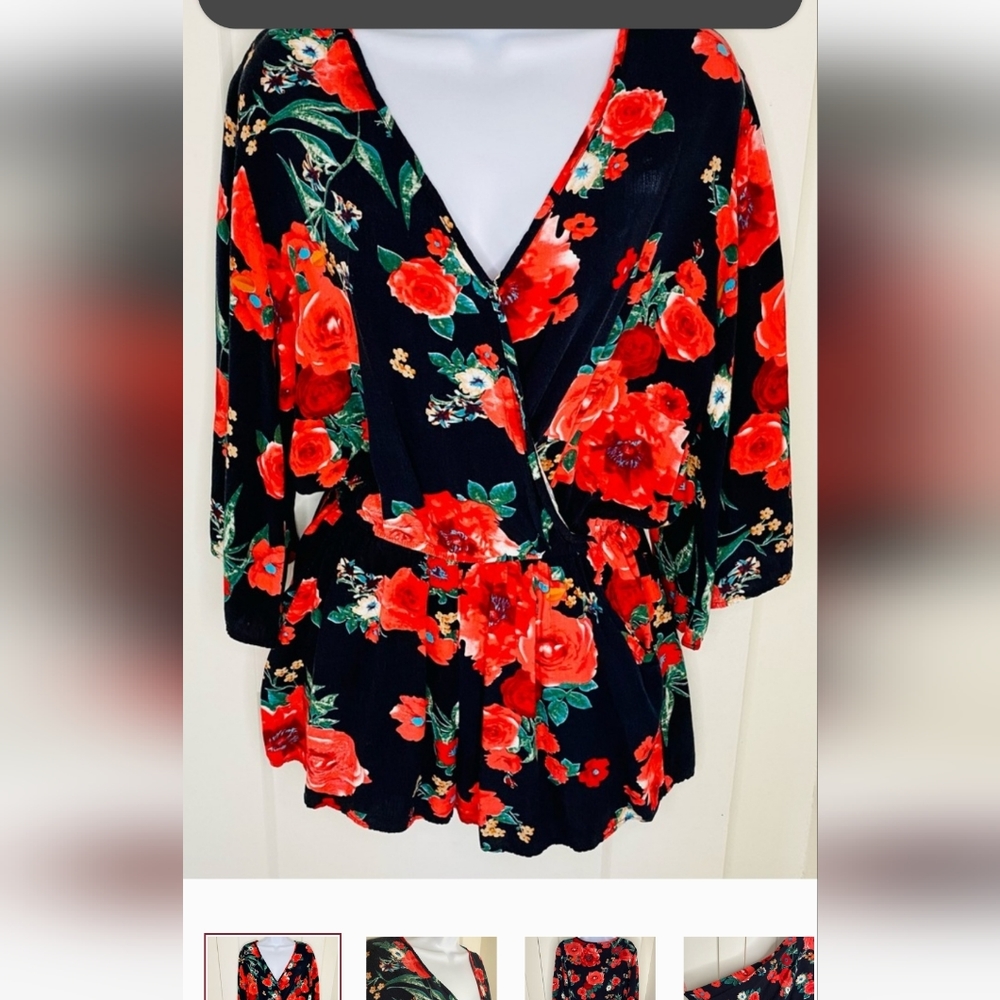 umungee navy and red floral romper (shorts) size 2x